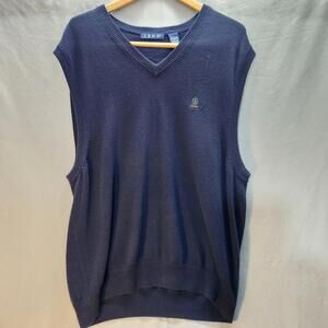 Vintage IZOD Cotton Sweater Vest Blue Mens Size Large‎
